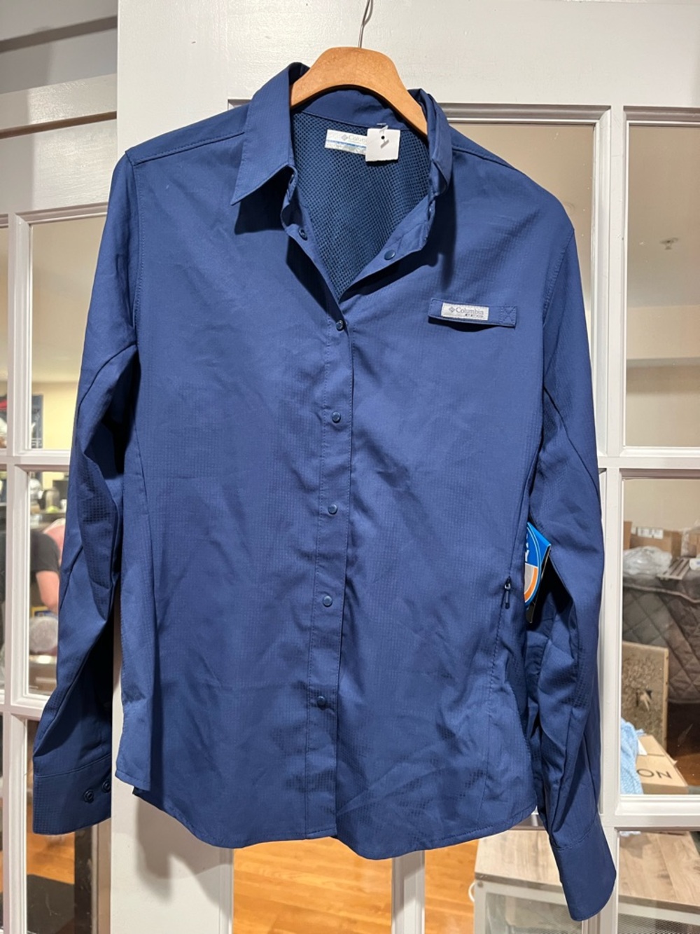 Columbia Button-Front Dress Shirt - Navy Blue